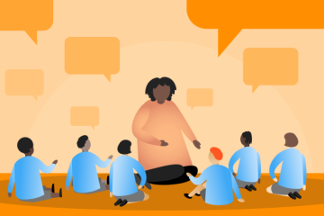 Teacher with pupils graphic